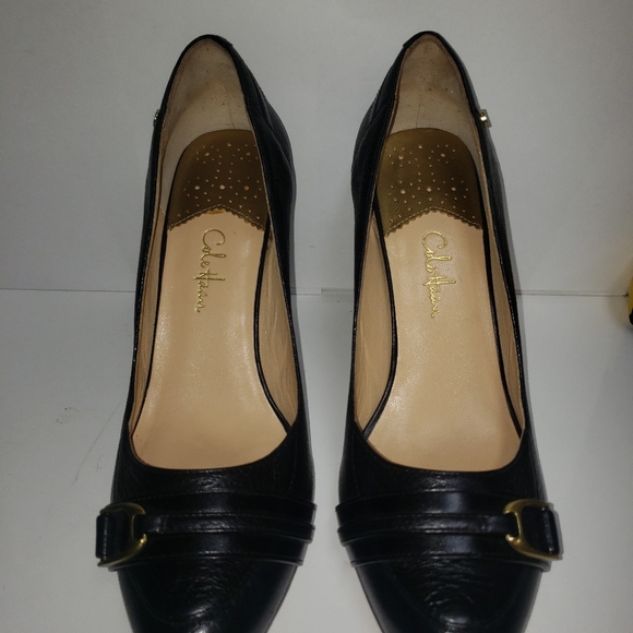 COLE Haan Black Leather Heels 8.5B - Picture 6 of 8